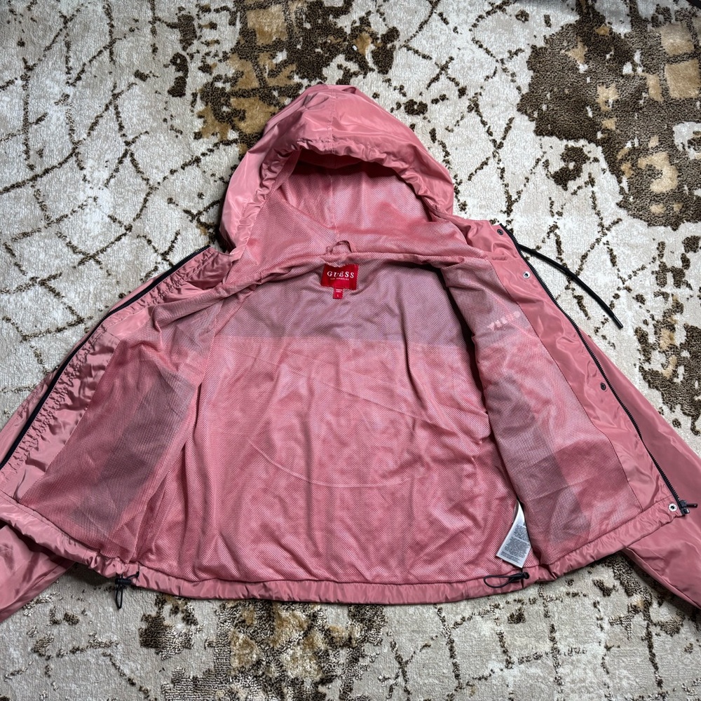 2 for $20// GUESS Pink and Black Hooded Windbreaker - Picture 3 of 4